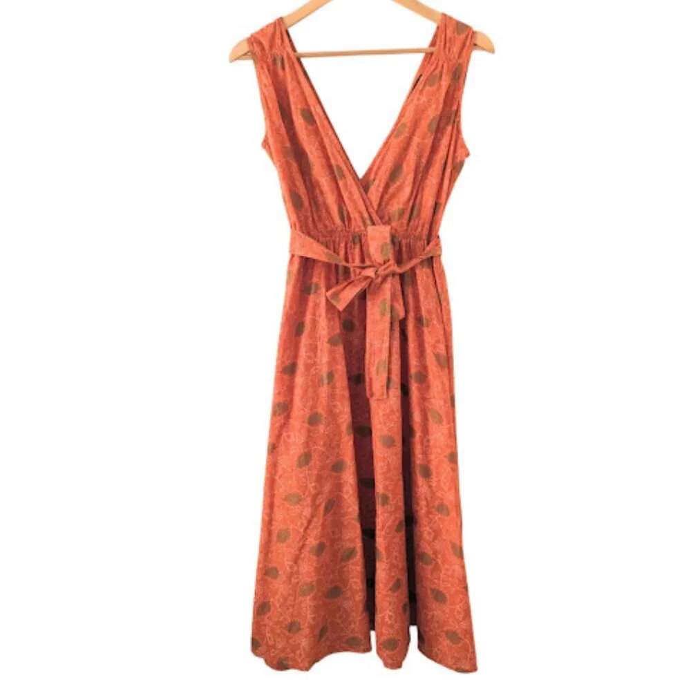Backwoods 100% Cotton V-Neck Sleevless Tie Waist Cotton Sun Dress - Picture 1 of 15